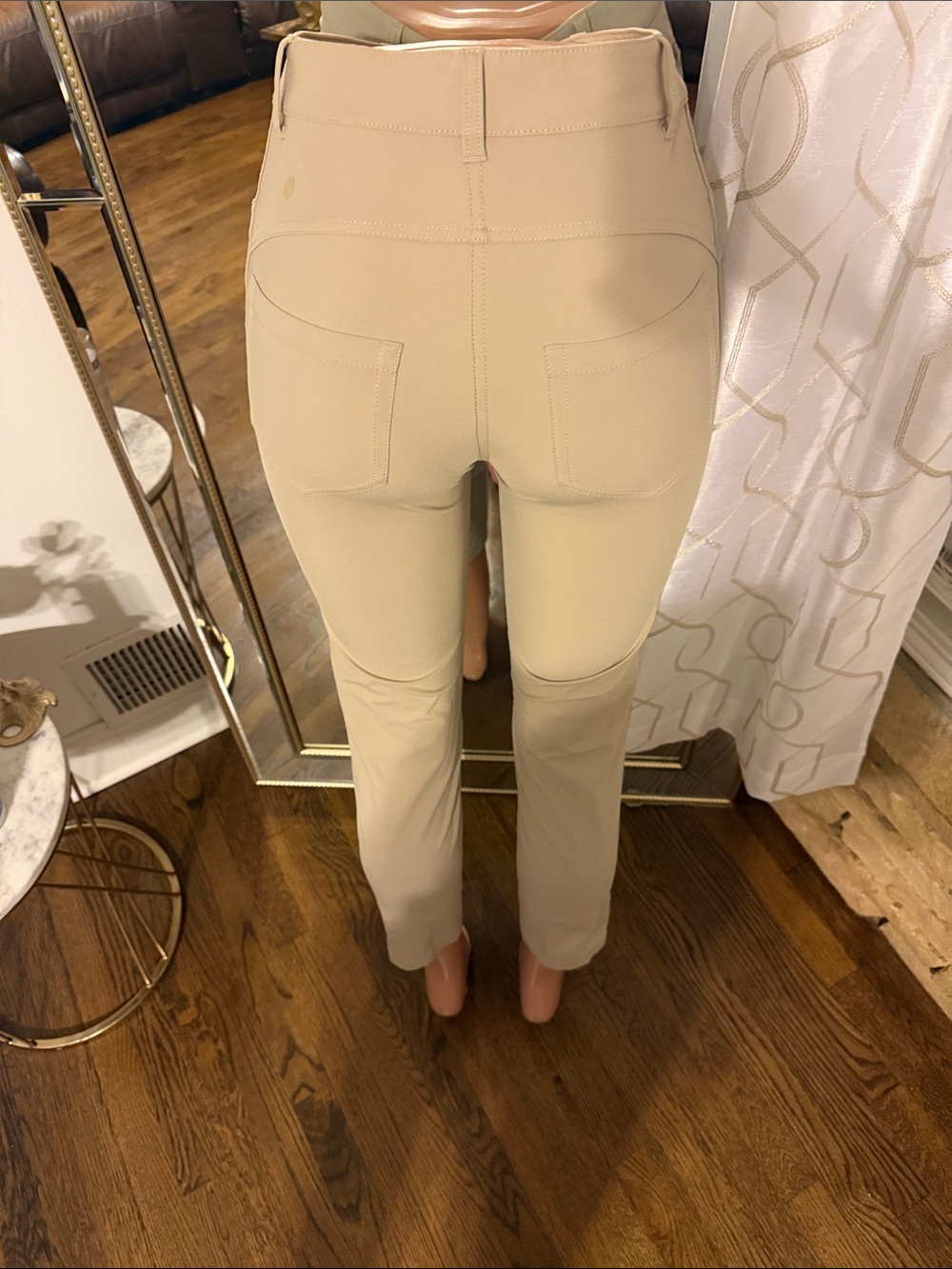 High-Rise Beige Women’s Stretch Ponte Pants